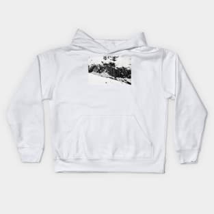 Texture of Basalt Columns and Snow in Iceland B&W Kids Hoodie